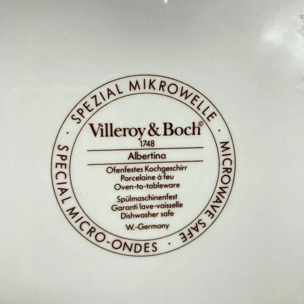Vtg Villeroy & Boch Albertina 2 QT Square Microwave Baker w/ Lid W Germany #1748